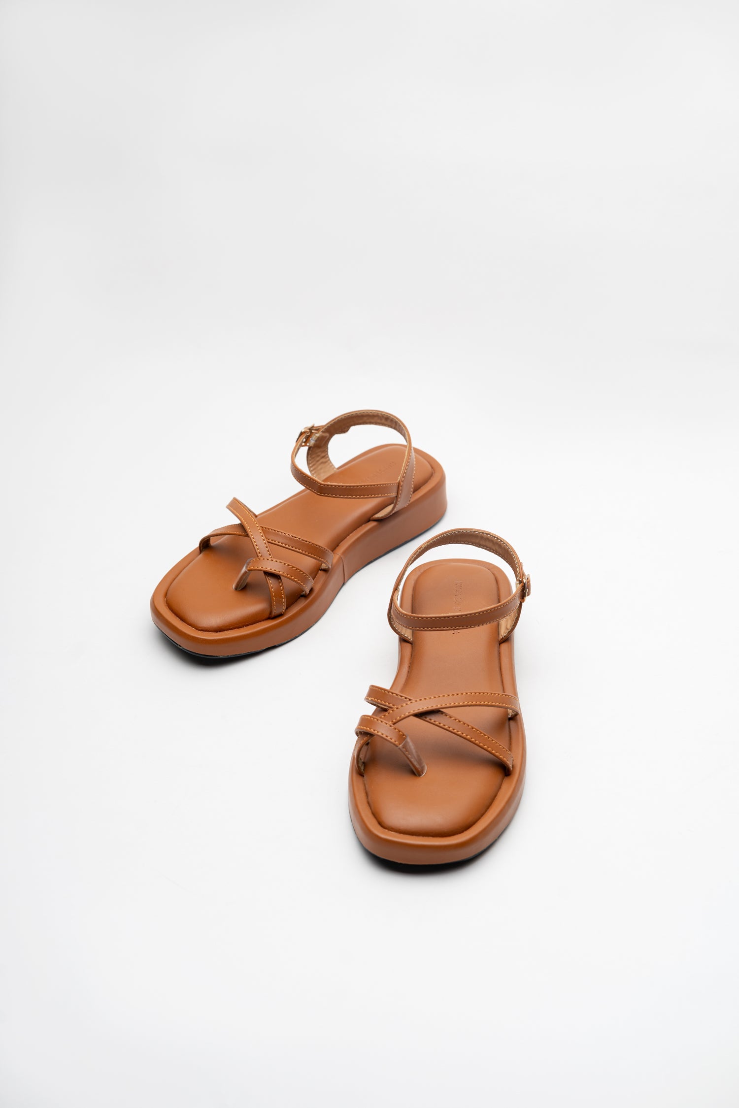 Tan Cross-Strap Sandals - Hustle N Holla