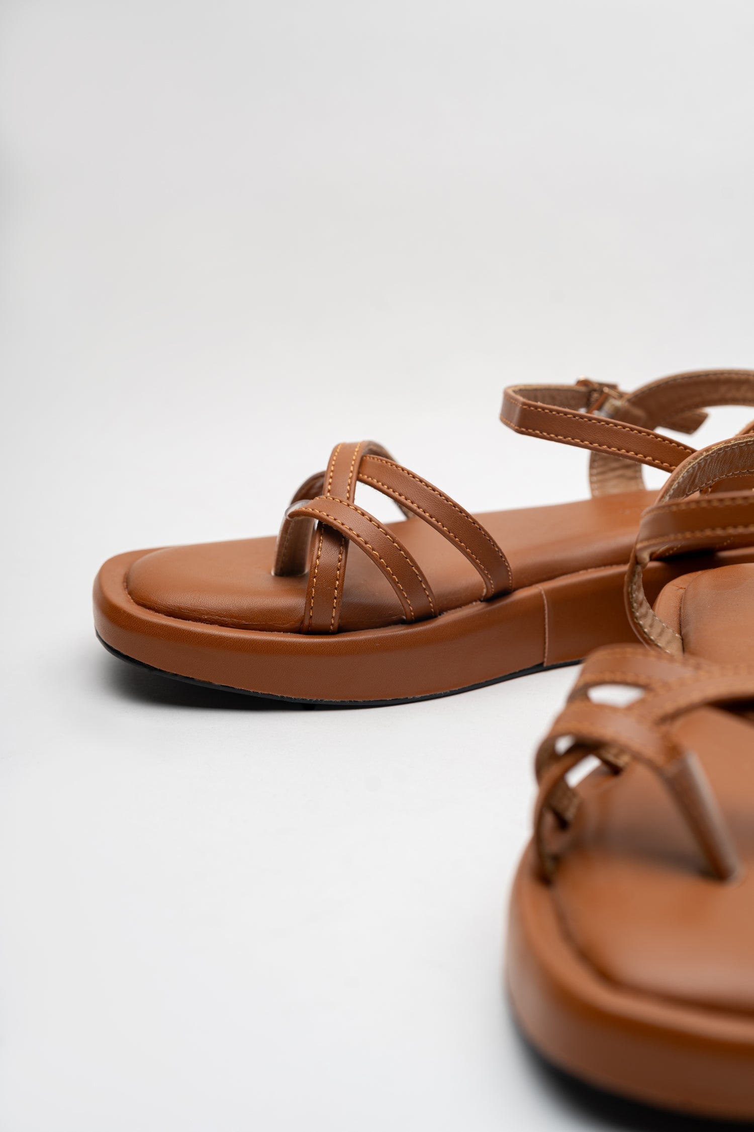 Tan Cross-Strap Sandals - Hustle N Holla