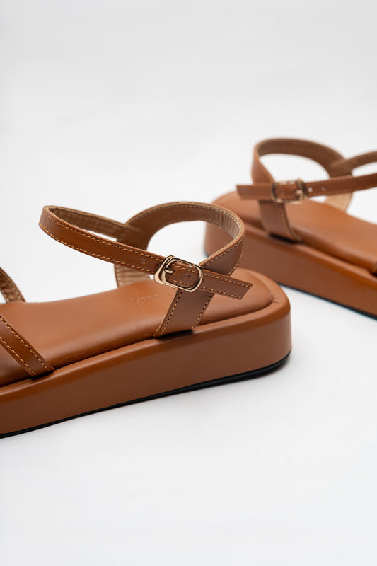 Tan Cross-Strap Sandals - Hustle N Holla