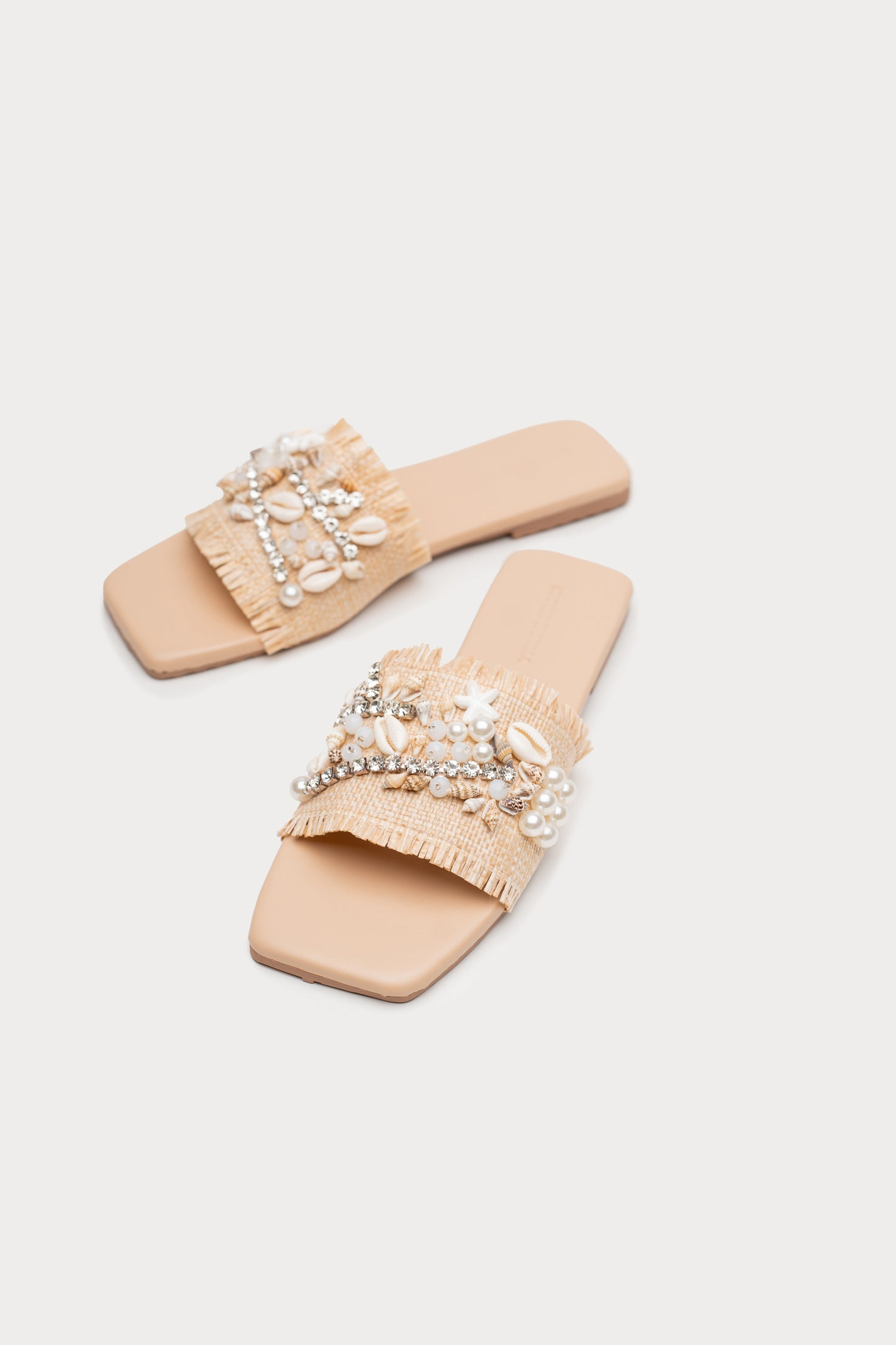 Beige Embellished Flats - Hustle N Holla