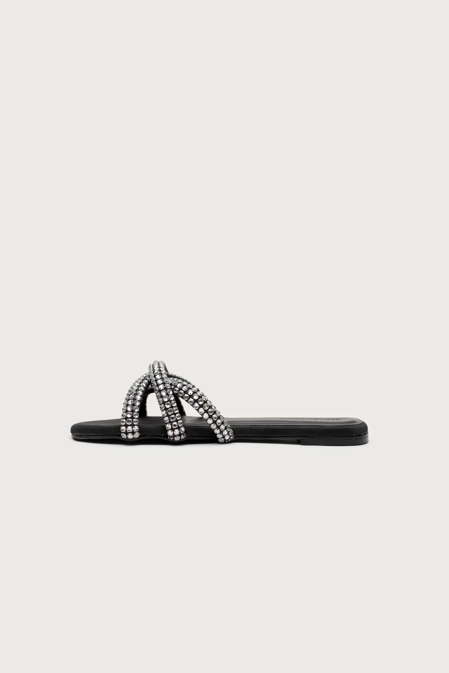 Black Embellished Strappy Flats - Hustle N Holla