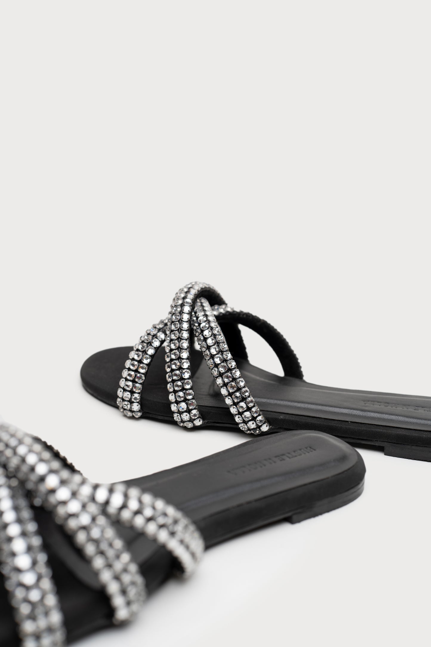 Black Embellished Strappy Flats - Hustle N Holla