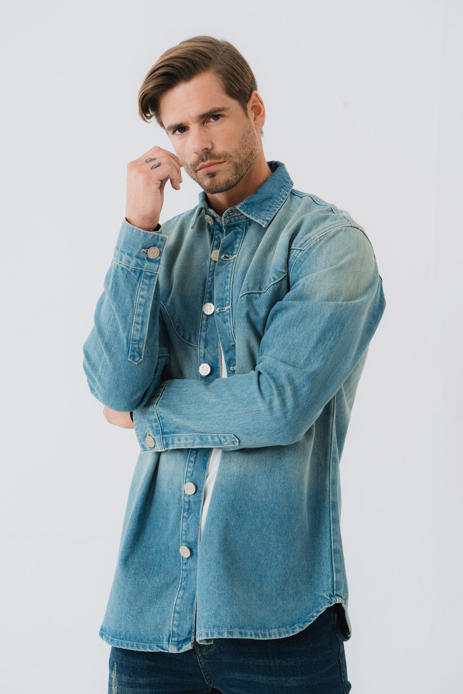 Vintage Wash Denim Shirt - Hustle N Holla