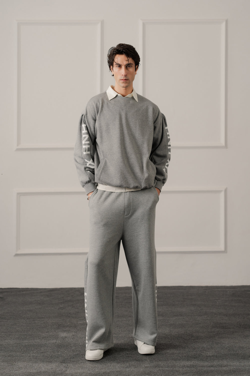 Grey Loose Fit Panelled Trousers - Hustle N Holla
