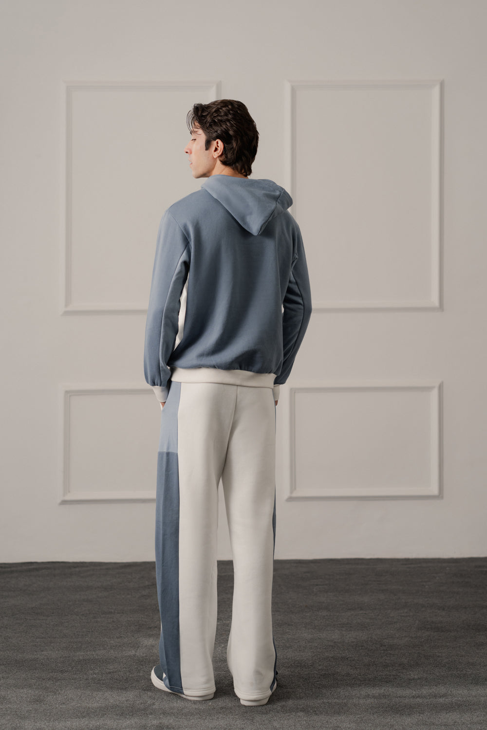 White Straight Fit Panelled Trousers - Hustle N Holla