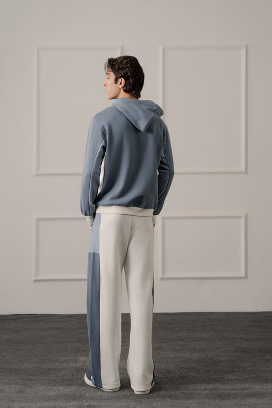 White Straight Fit Panelled Trousers - Hustle N Holla