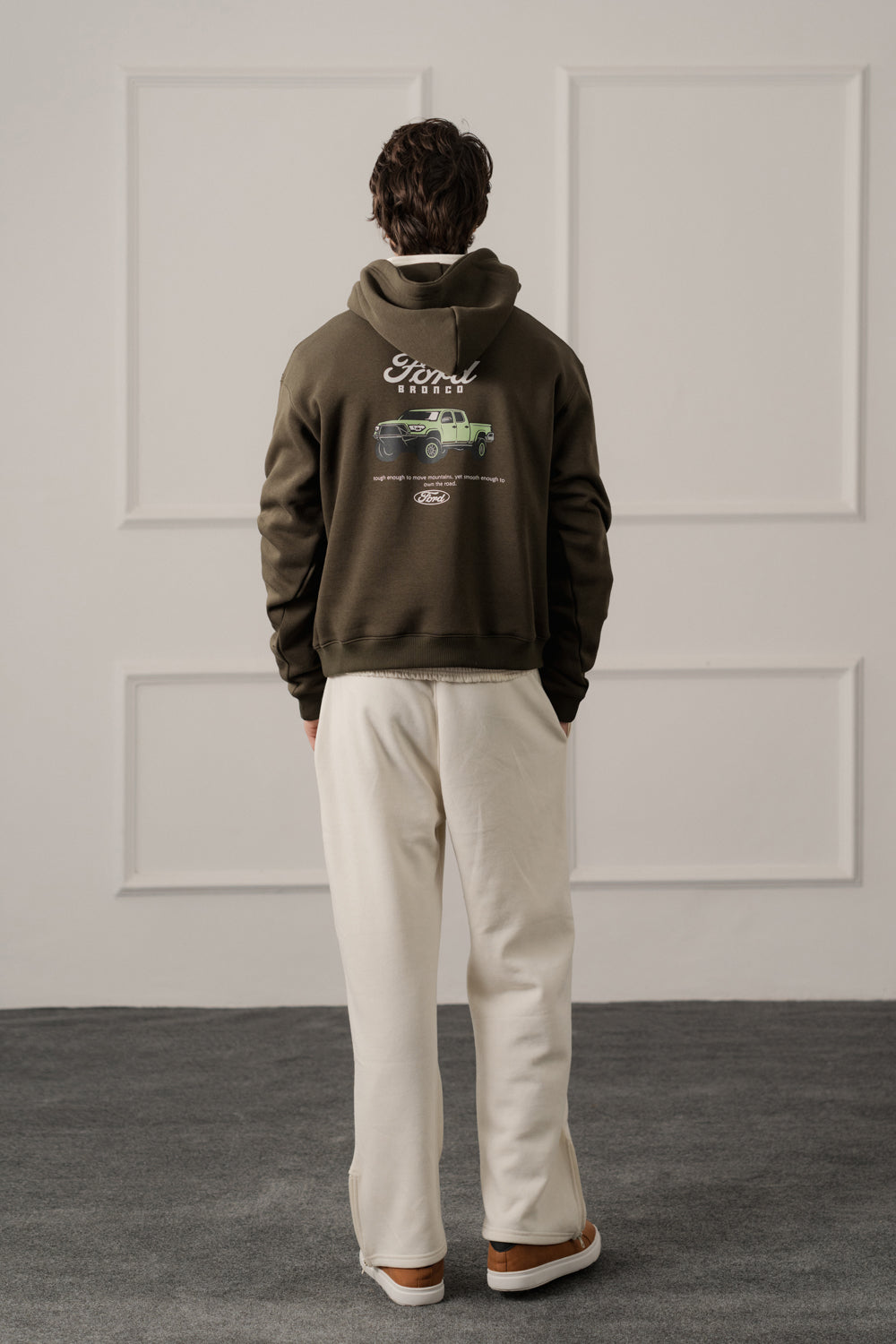 Olive Green Relaxed Fit Graphic Pull Over Hoodie - Hustle N Holla