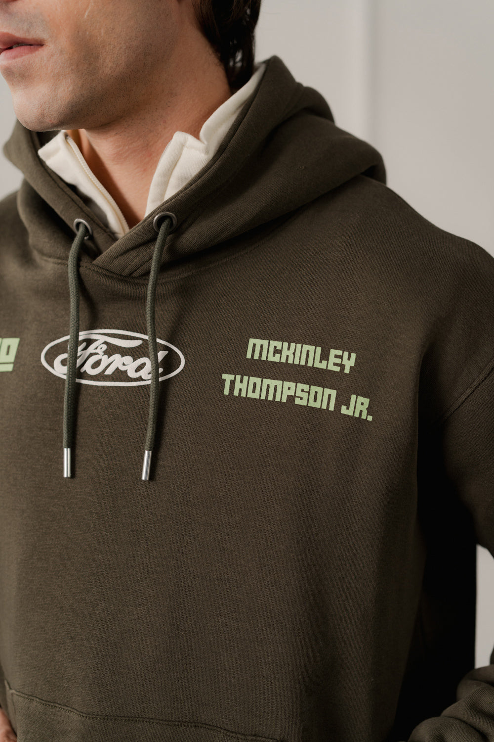 Olive Green Relaxed Fit Graphic Pull Over Hoodie - Hustle N Holla