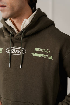 Olive Green Relaxed Fit Graphic Pull Over Hoodie - Hustle N Holla
