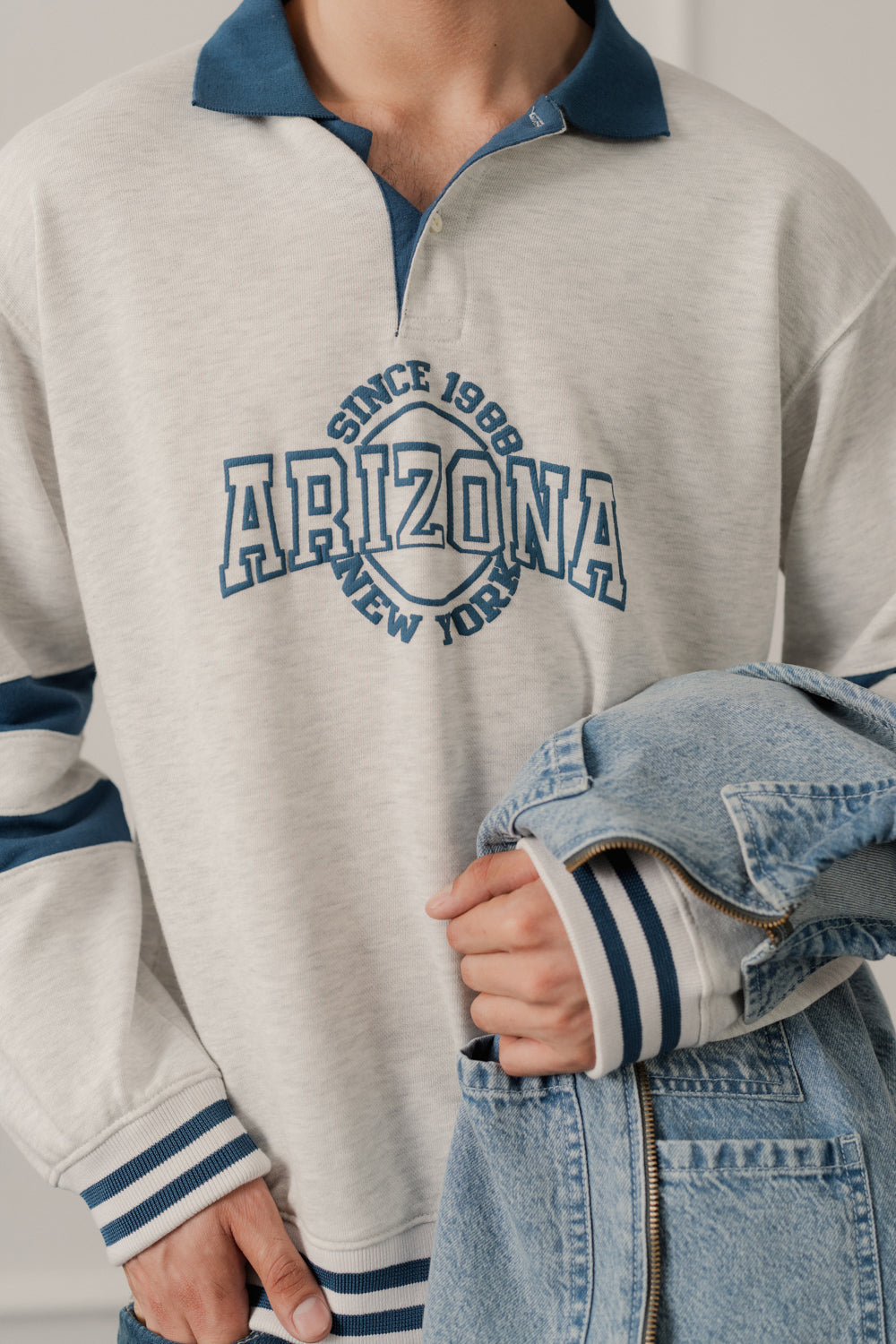 Grey Relaxed Fit Rugby Polo - Hustle N Holla