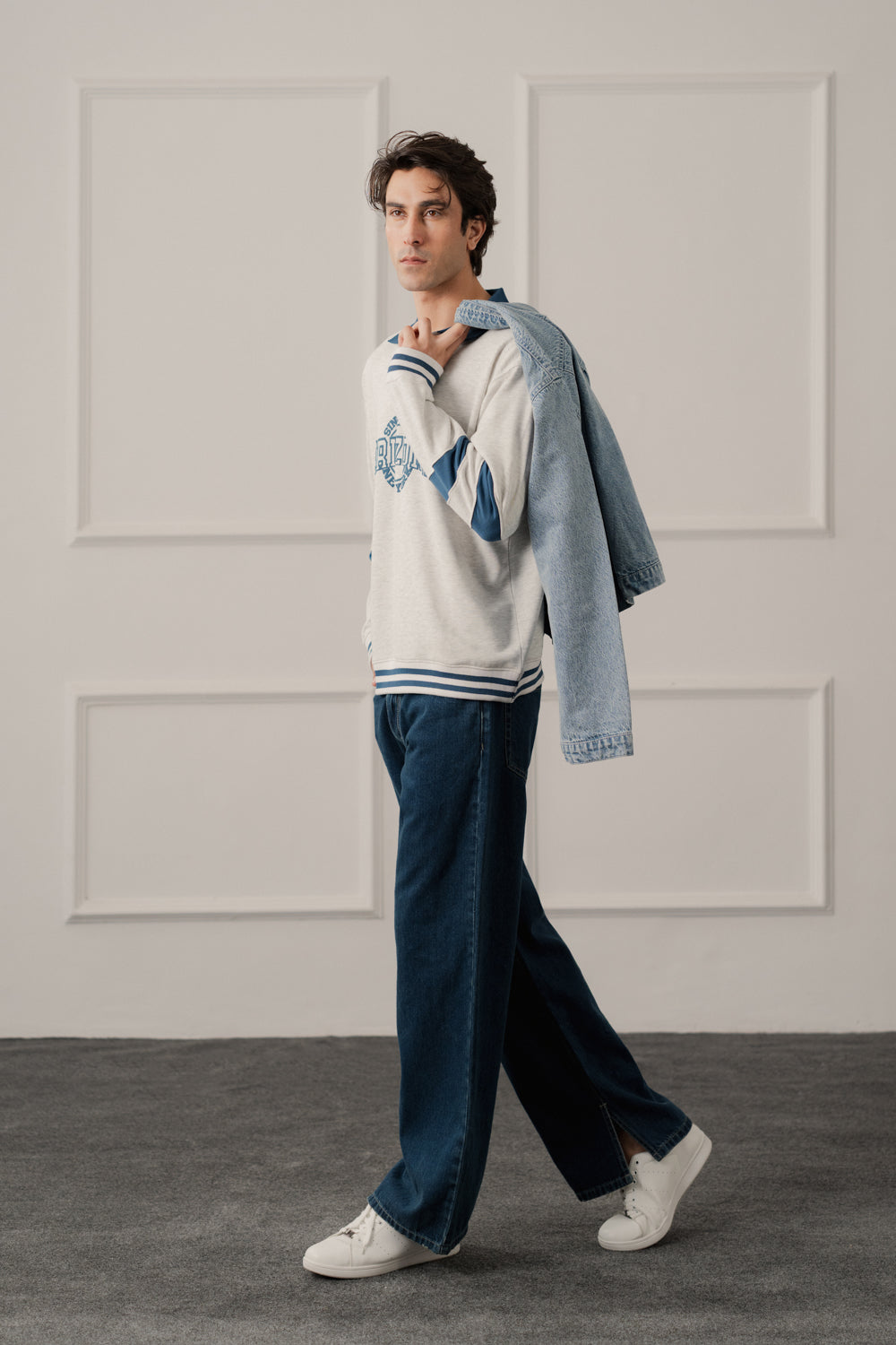 Grey Relaxed Fit Rugby Polo - Hustle N Holla