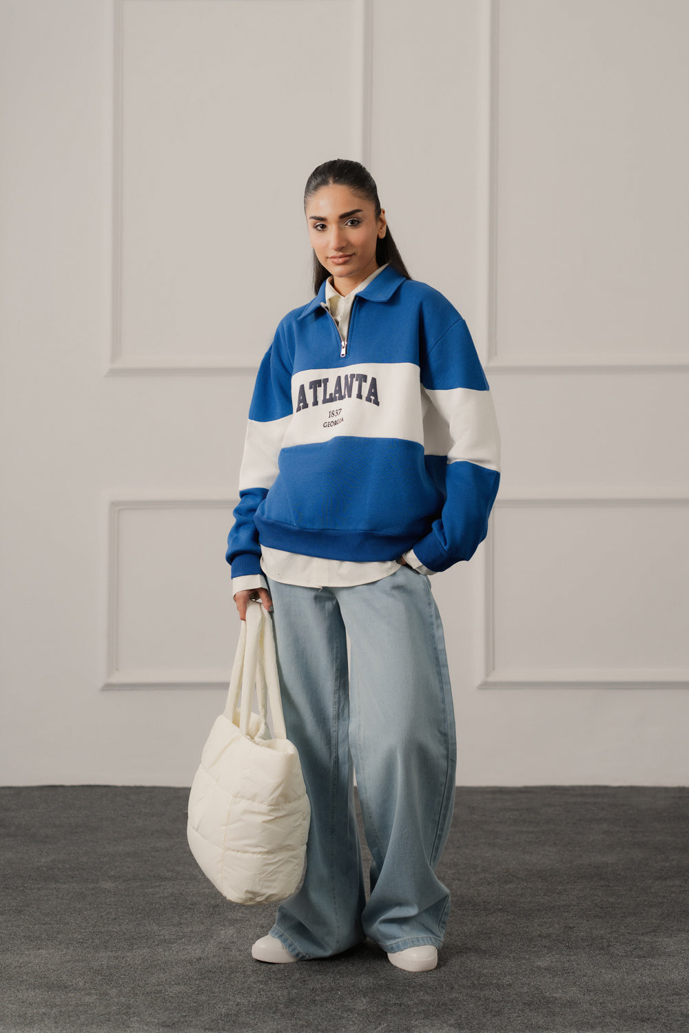 Royal Blue Relaxed Fit Rugby Sweatshirt