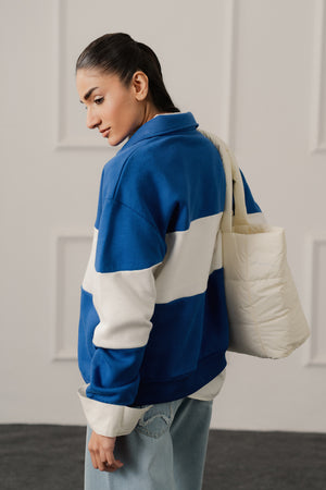 Royal Blue Relaxed Fit Rugby Sweatshirt - Hustle N Holla