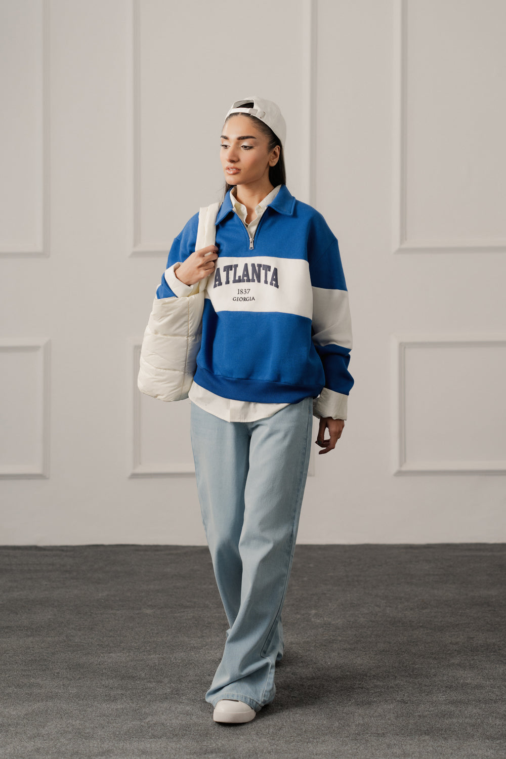 Royal Blue Relaxed Fit Rugby Sweatshirt - Hustle N Holla