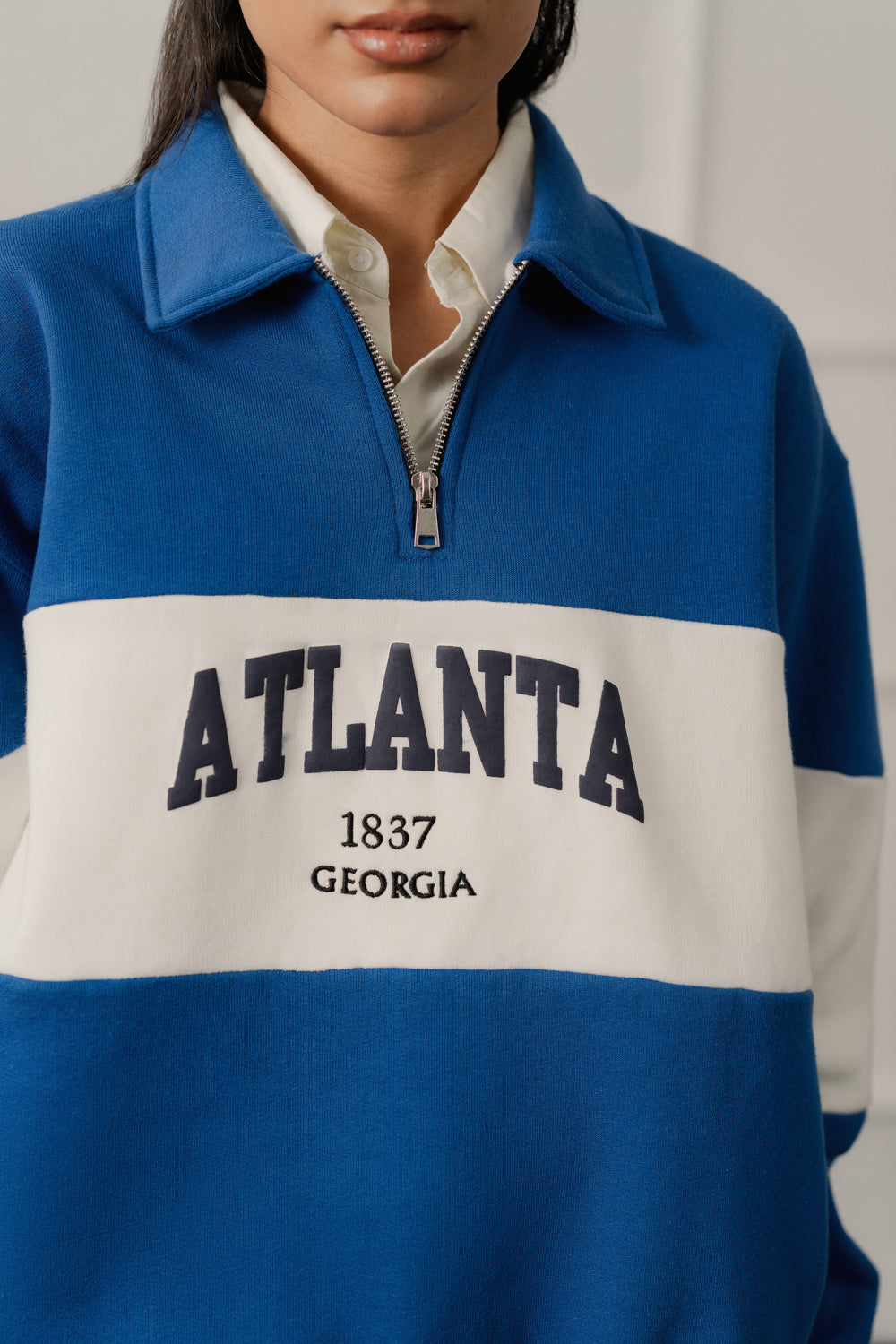 Royal Blue Relaxed Fit Rugby Sweatshirt - Hustle N Holla