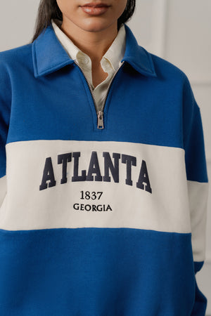 Royal Blue Relaxed Fit Rugby Sweatshirt - Hustle N Holla
