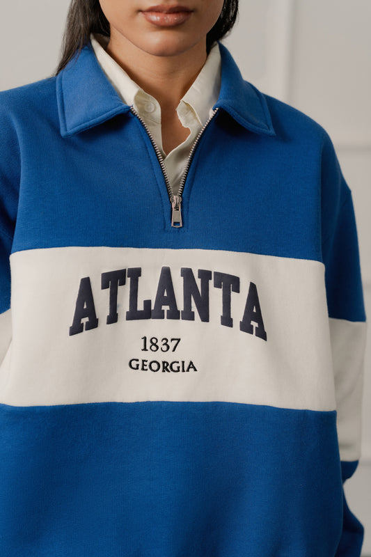 Royal Blue Relaxed Fit Rugby Sweatshirt - Hustle N Holla