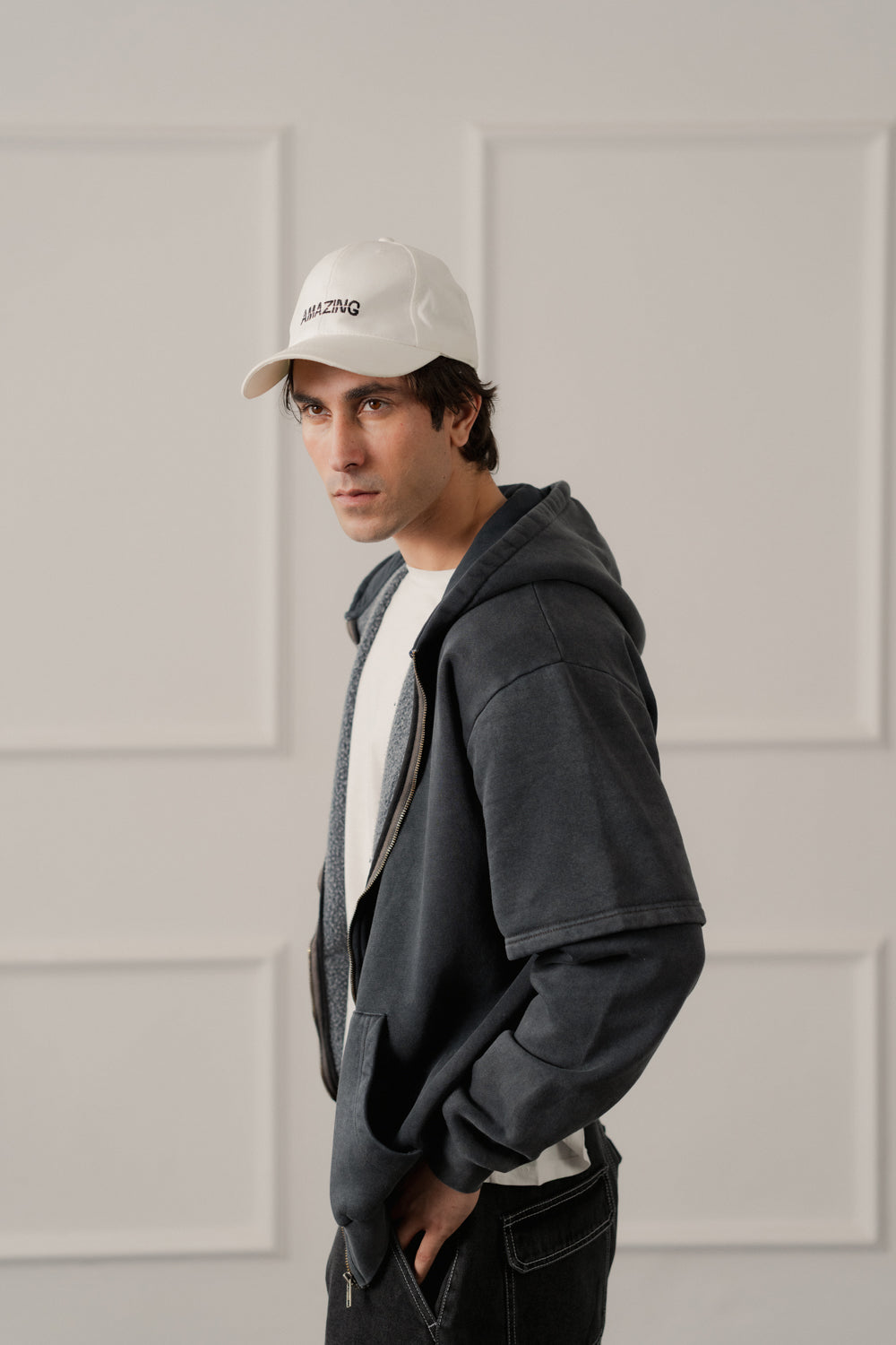 Grey Acid Washed Relaxed Fit Zipper Hoodie - Hustle N Holla