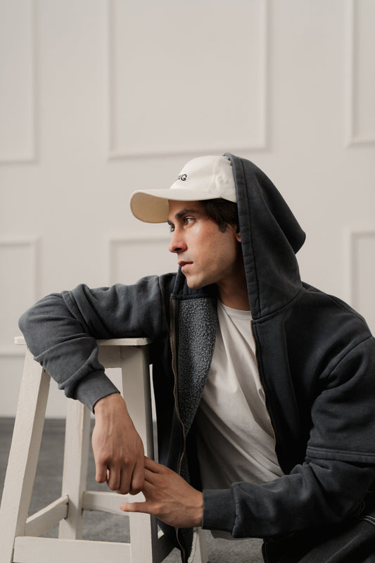 Grey Acid Washed Relaxed Fit Zipper Hoodie - Hustle N Holla