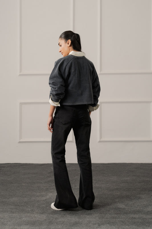 Black Flared Mid Rise Denim Jeans - Hustle N Holla