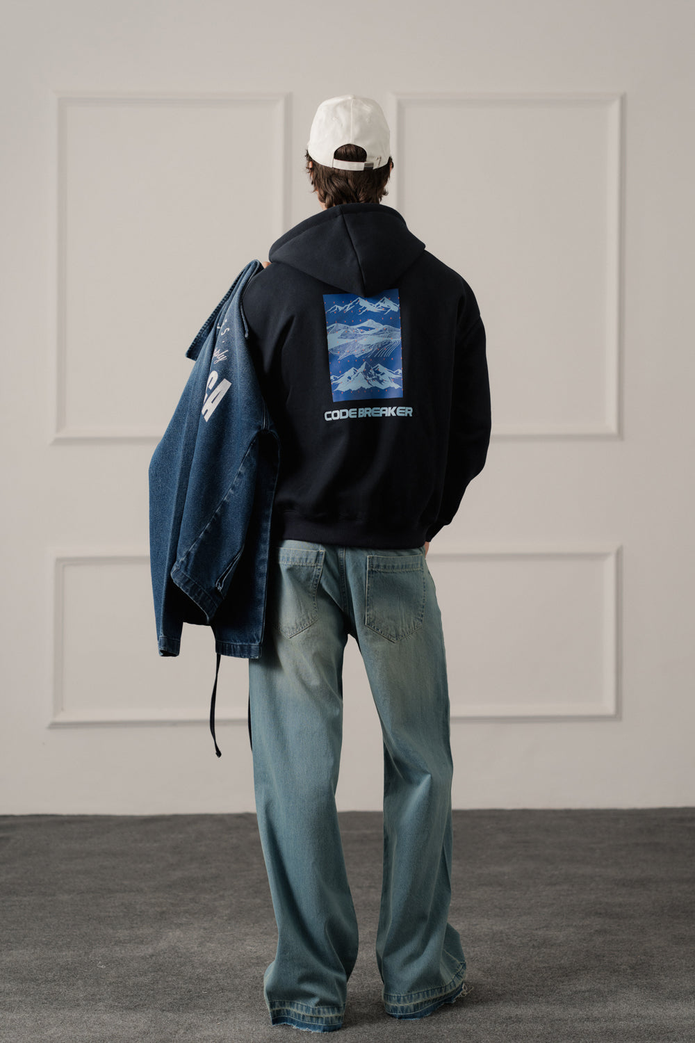 Navy Relaxed Fit Graphic Pull Over Hoodie - Hustle N Holla