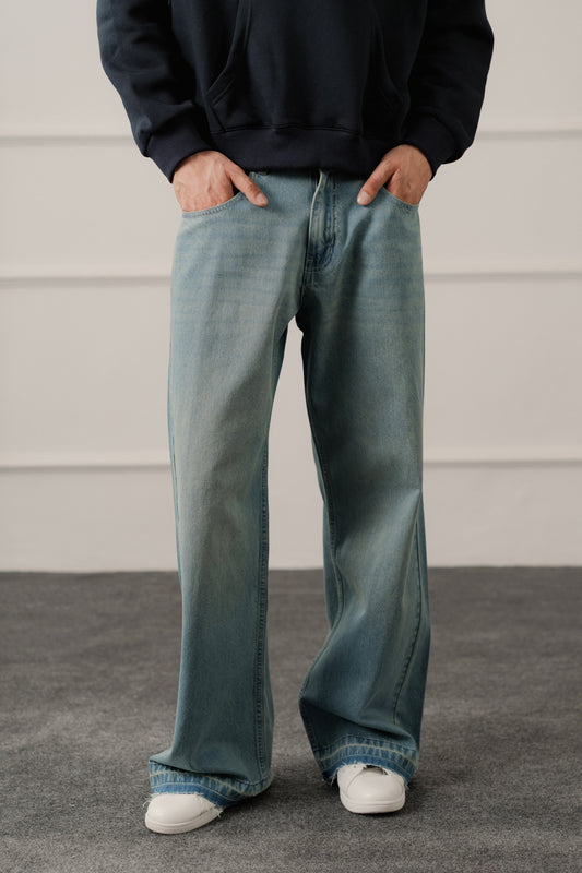 Blue Vintage Wash Flared Denim Jeans - Hustle N Holla