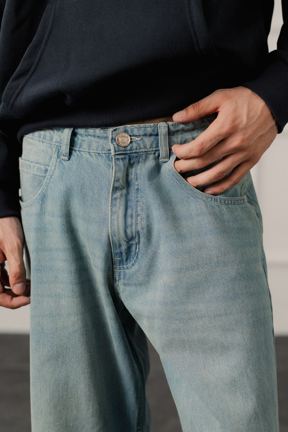 Blue Vintage Wash Flared Denim Jeans - Hustle N Holla