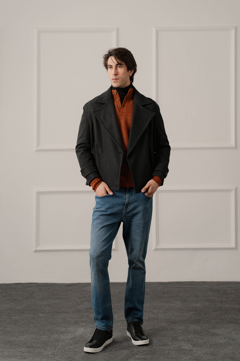 Rust Regular Fit Mock Neck Sweater - Hustle N Holla