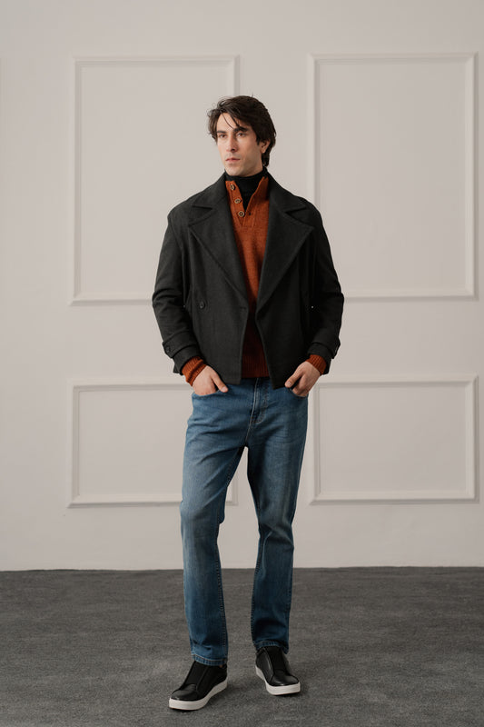 Rust Regular Fit Mock Neck Sweater - Hustle N Holla