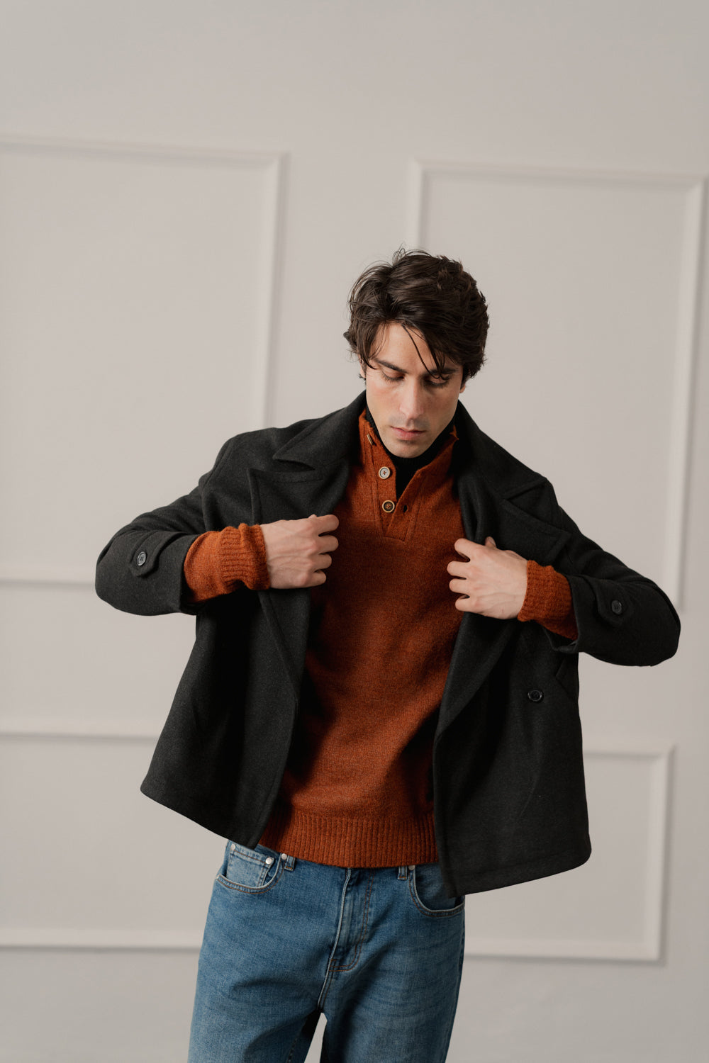 Rust Regular Fit Mock Neck Sweater - Hustle N Holla