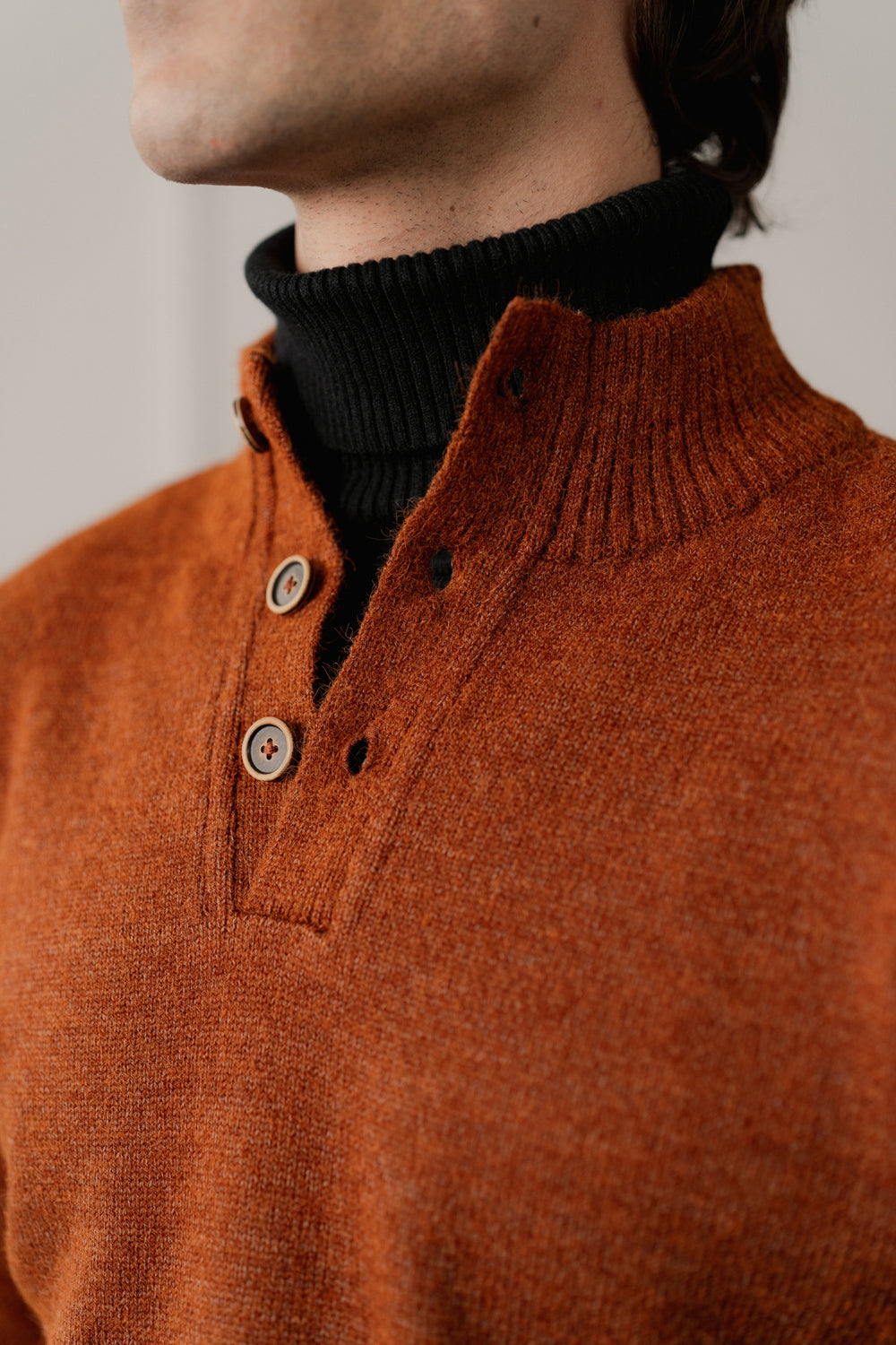 Rust Regular Fit Mock Neck Sweater - Hustle N Holla