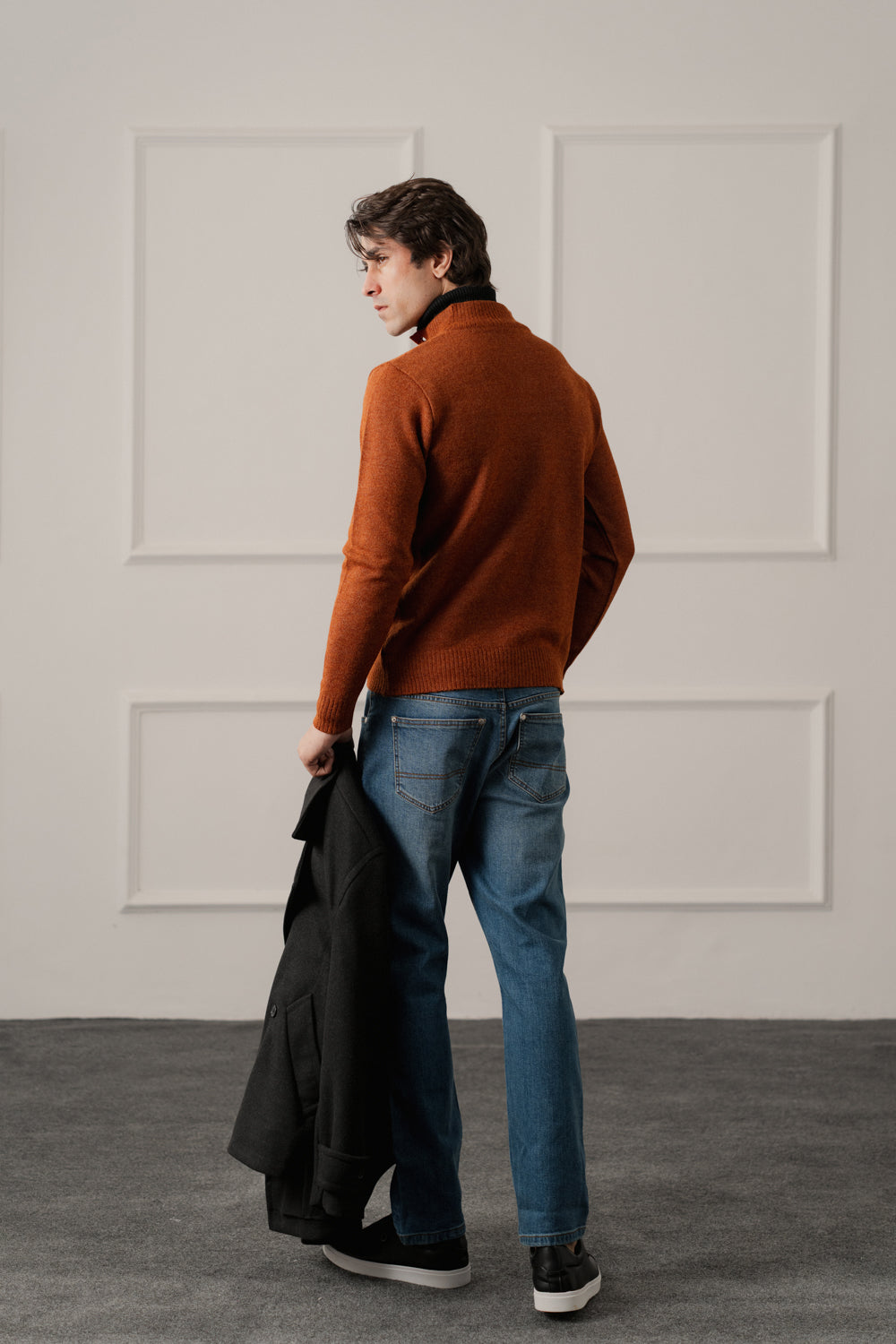 Rust Regular Fit Mock Neck Sweater - Hustle N Holla