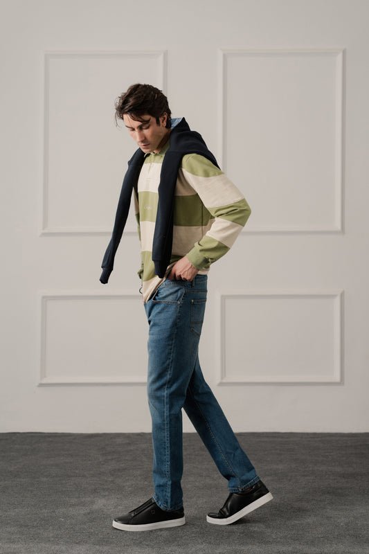 Green Relaxed Fit Rugby polo - Hustle N Holla