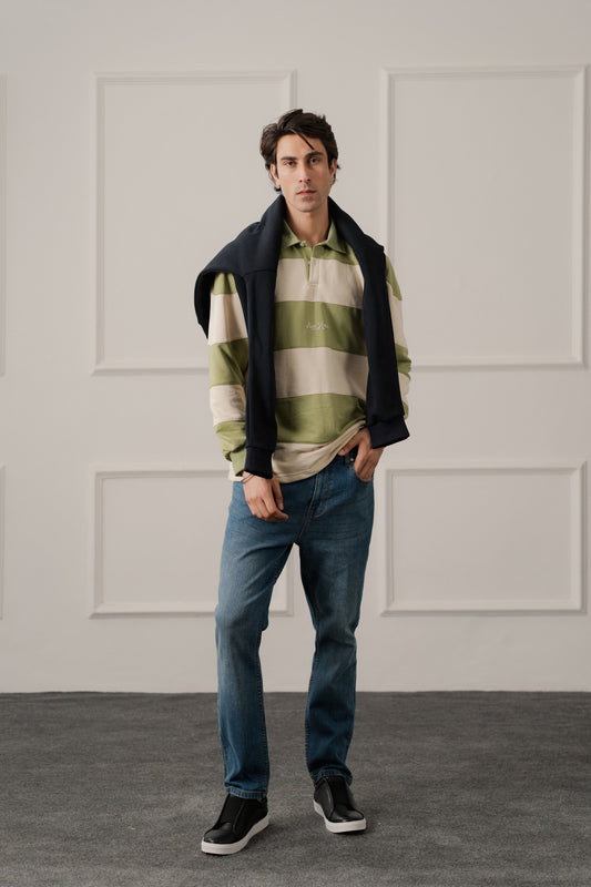 Green Relaxed Fit Rugby polo - Hustle N Holla