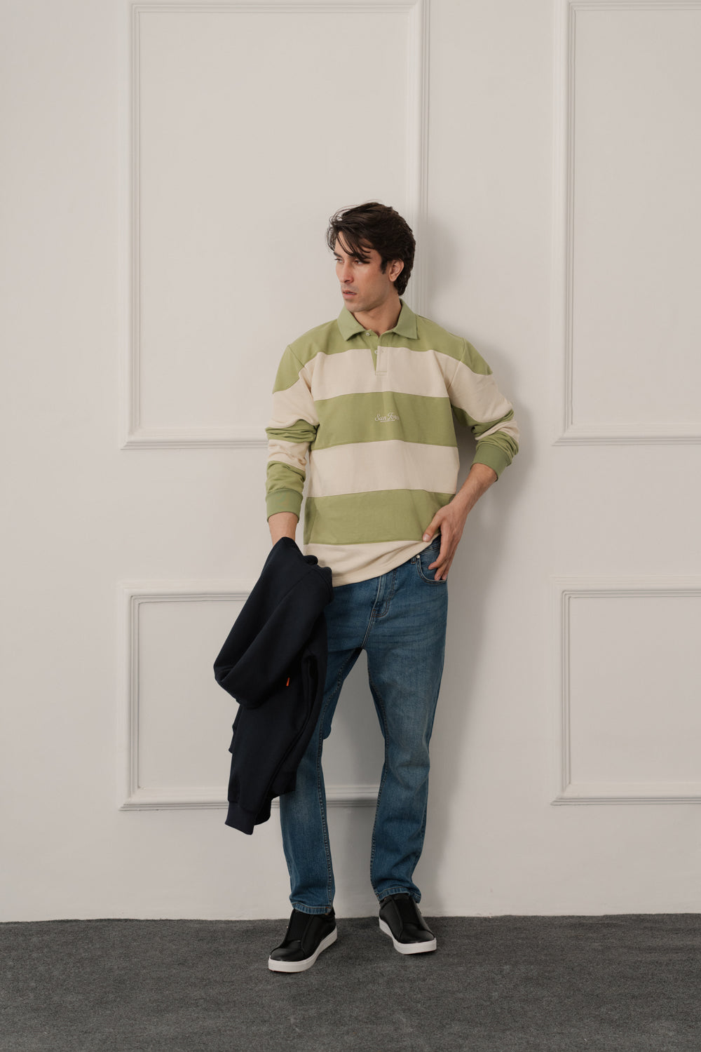 Green Relaxed Fit Rugby Polo