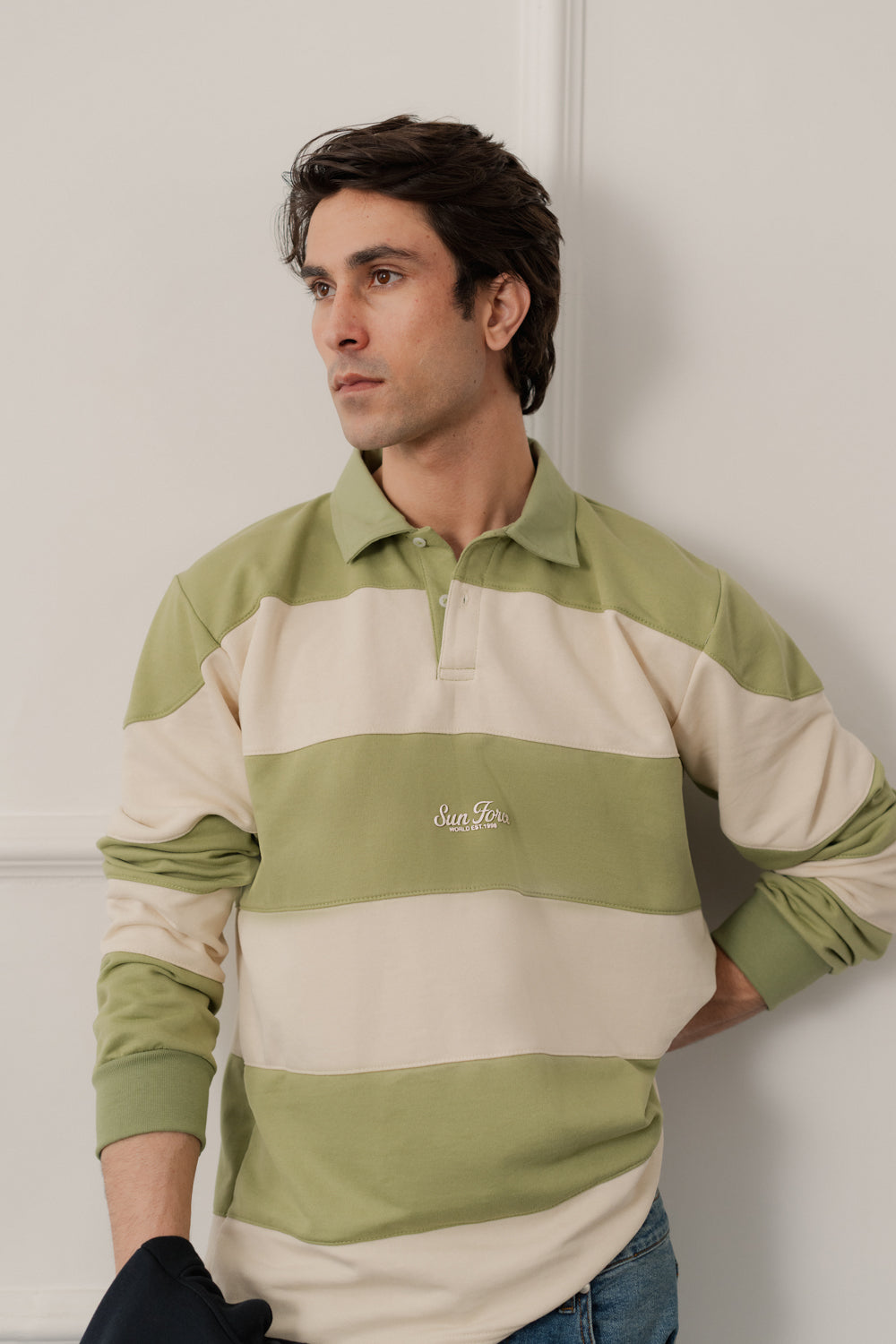 Green Relaxed Fit Rugby Polo