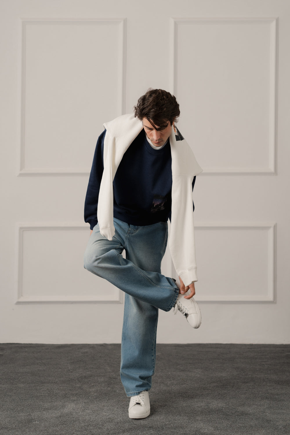 Navy Relaxed Fit Graphic Sweatshirt - Hustle N Holla