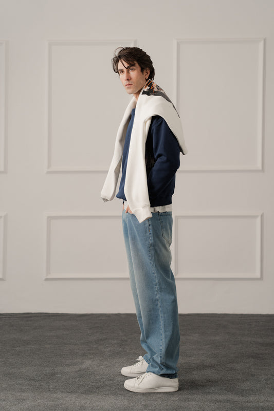 Navy Relaxed Fit Graphic Sweatshirt - Hustle N Holla