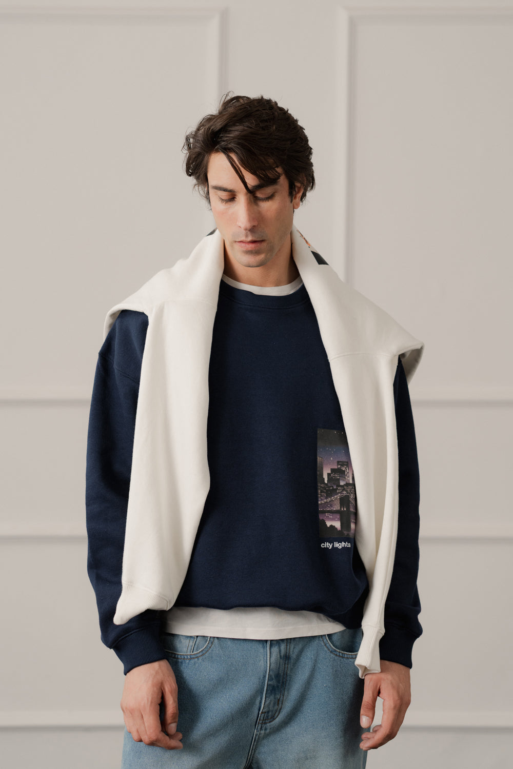 Navy Relaxed Fit Graphic Sweatshirt - Hustle N Holla