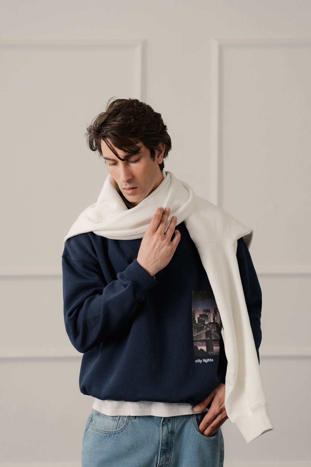 Navy Relaxed Fit Graphic Sweatshirt - Hustle N Holla