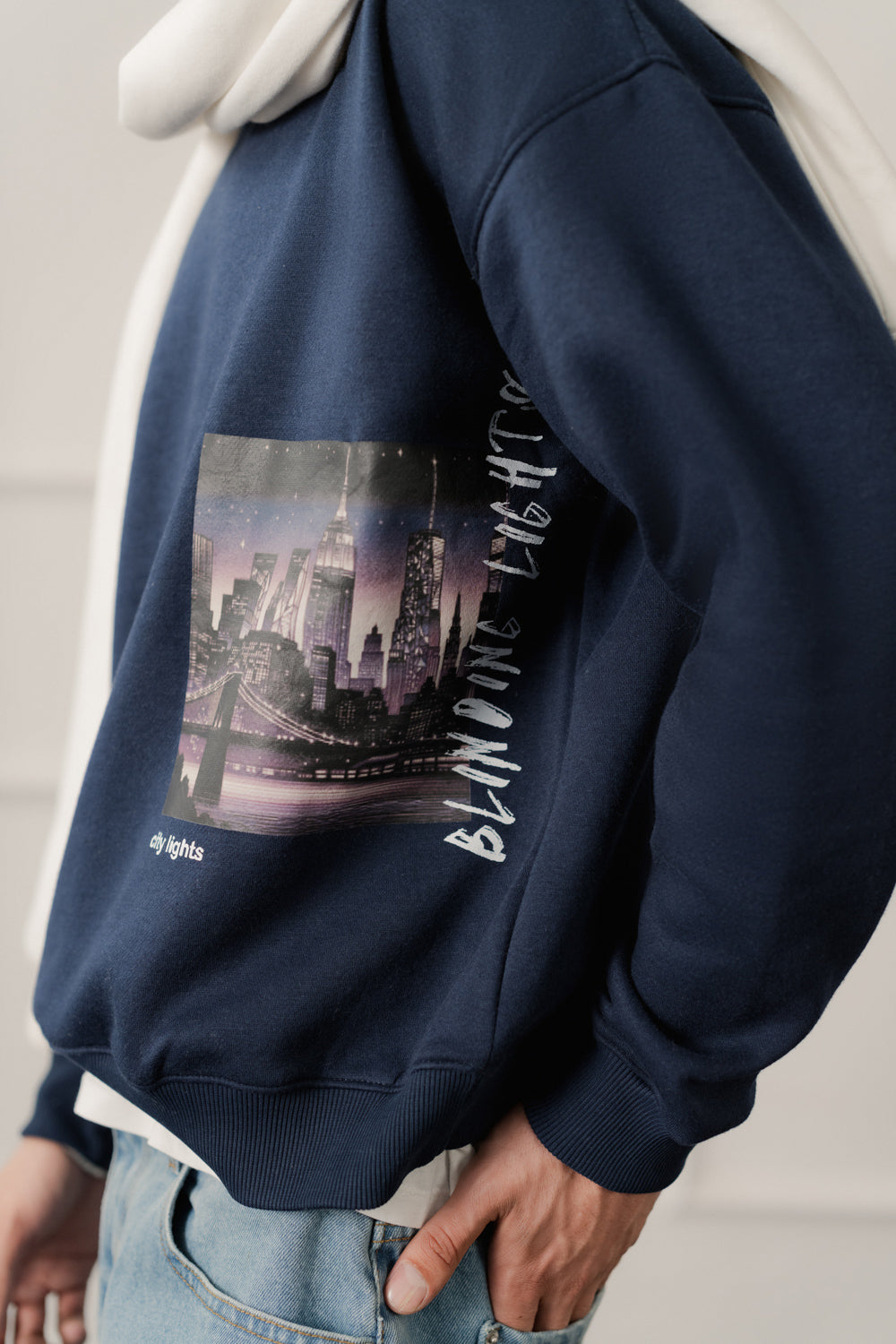 Navy Relaxed Fit Graphic Sweatshirt - Hustle N Holla