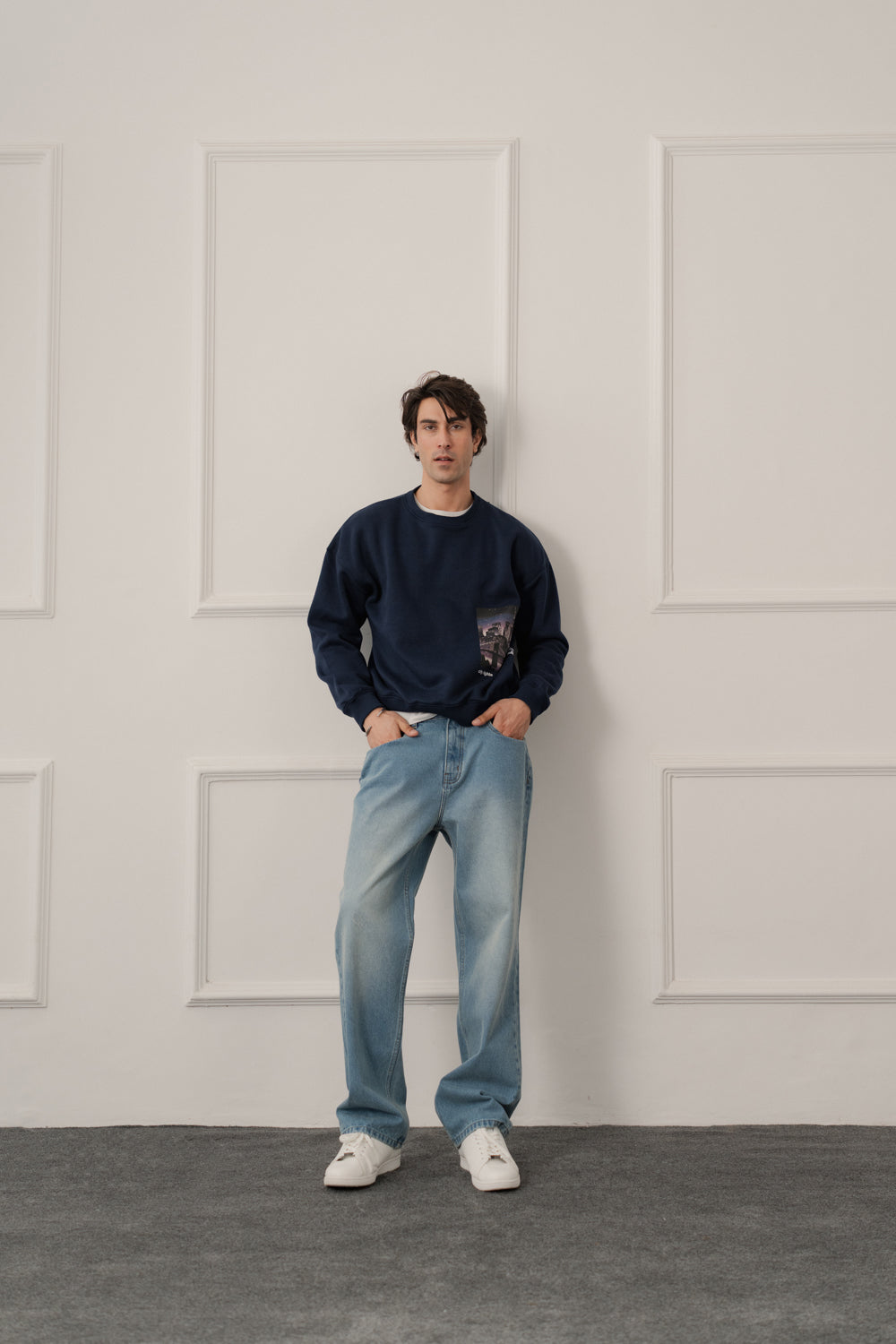 Navy Relaxed Fit Graphic Sweatshirt - Hustle N Holla