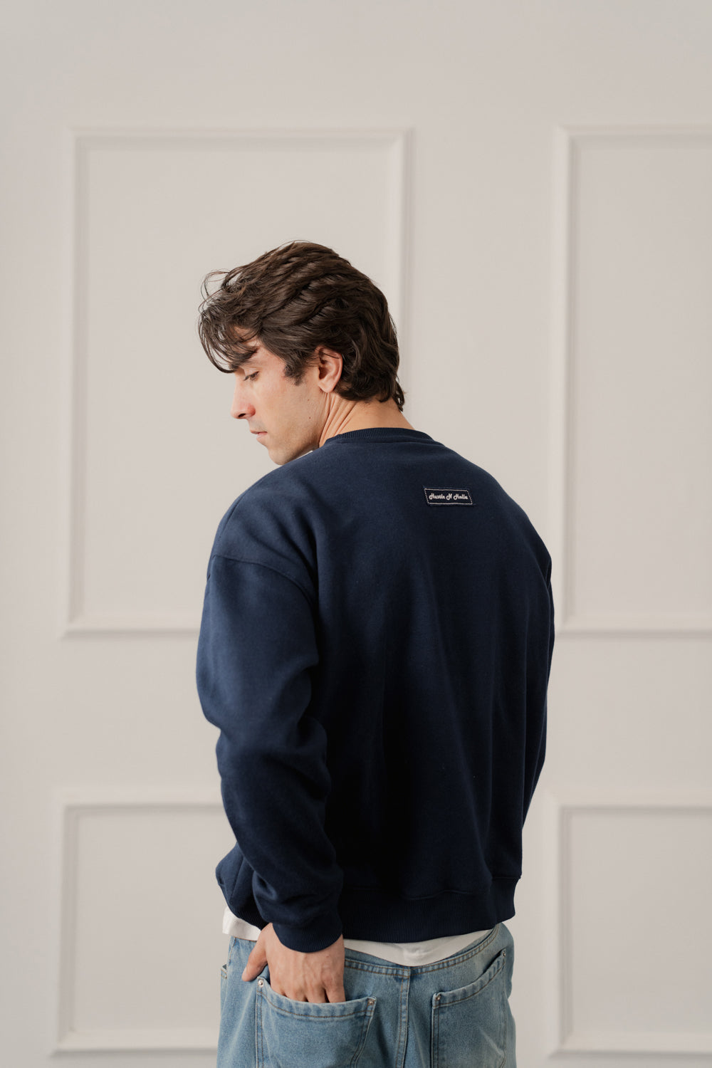 Navy Relaxed Fit Graphic Sweatshirt - Hustle N Holla