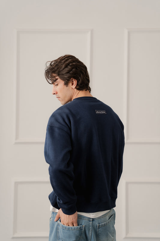 Navy Relaxed Fit Graphic Sweatshirt - Hustle N Holla