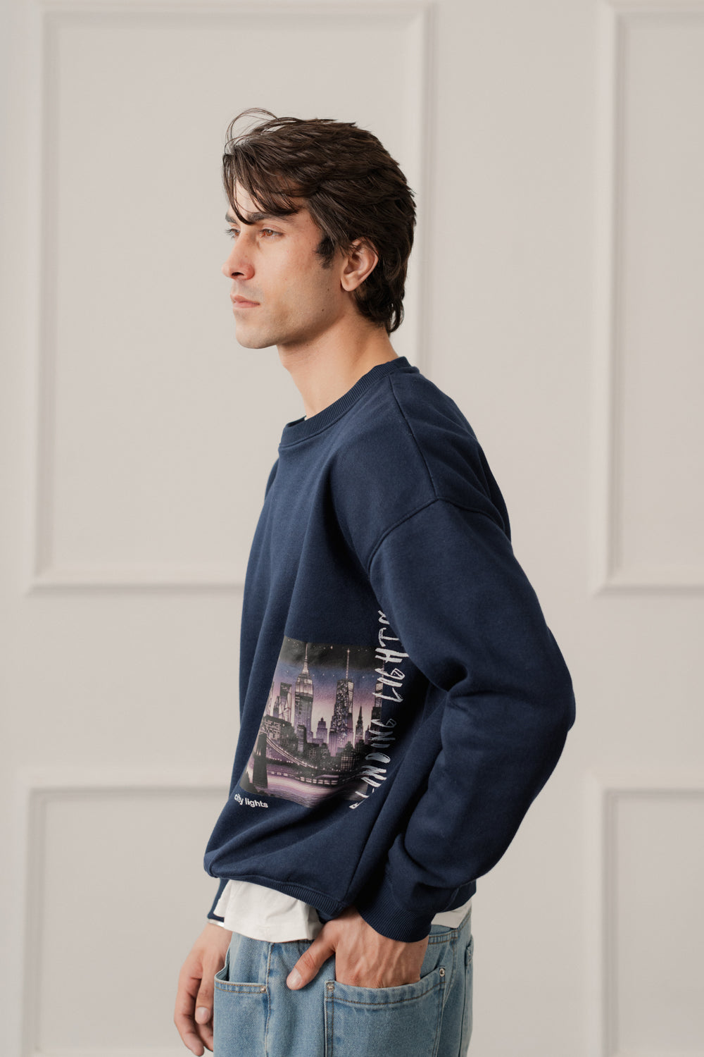 Navy Relaxed Fit Graphic Sweatshirt - Hustle N Holla