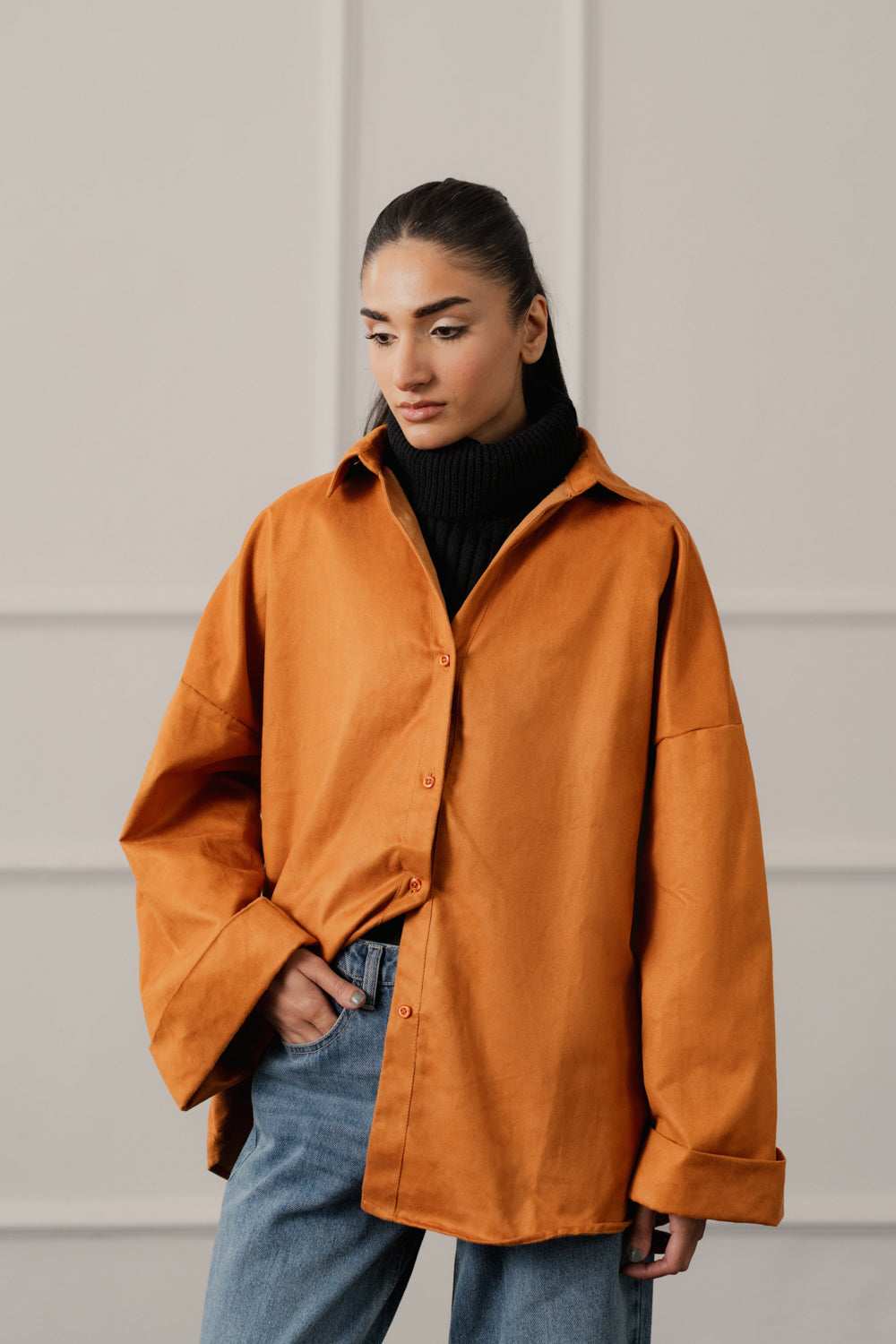 Rust Relaxed Fit Suede Shirt - Hustle N Holla