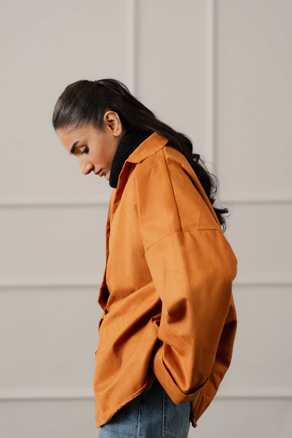 Rust Relaxed Fit Suede Shirt - Hustle N Holla