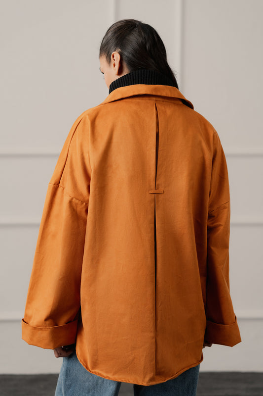 Rust Relaxed Fit Suede Shirt - Hustle N Holla