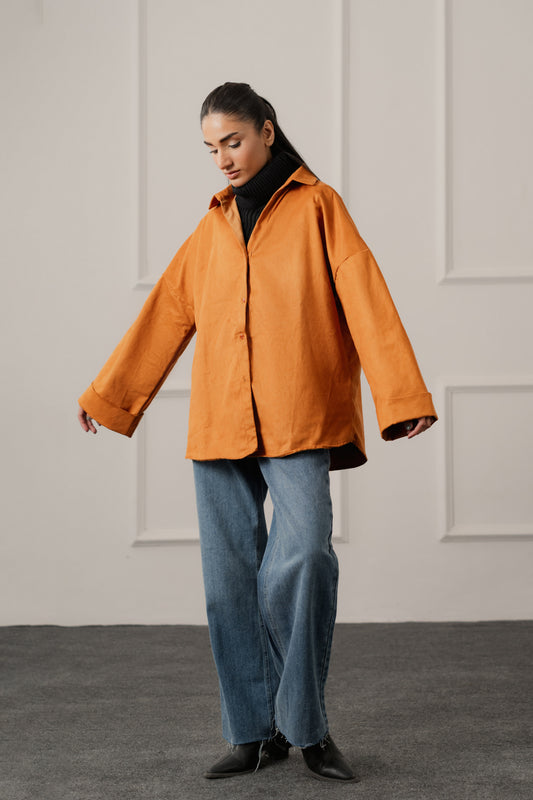 Rust Relaxed Fit Suede Shirt - Hustle N Holla