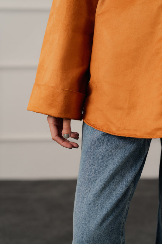 Rust Relaxed Fit Suede Shirt - Hustle N Holla